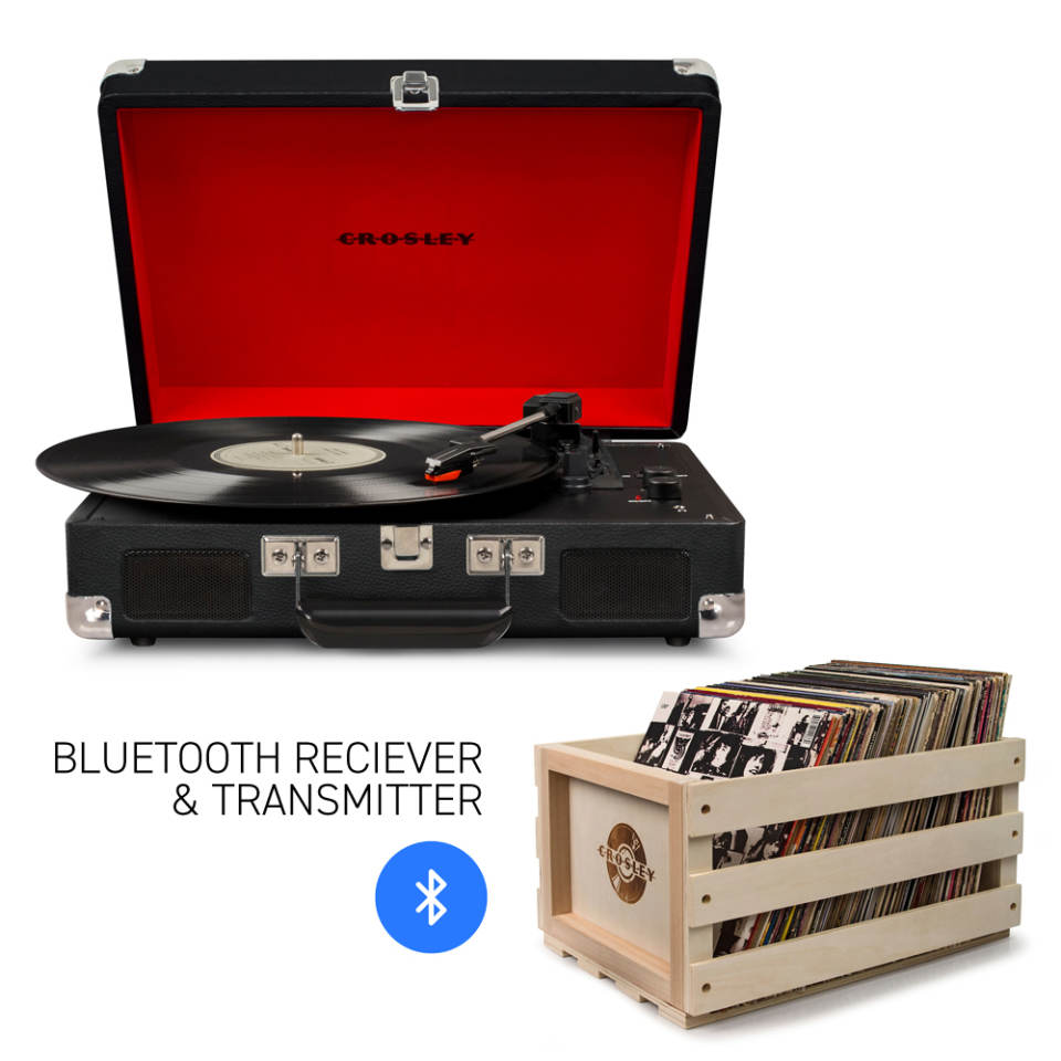 Crosley Cruiser Bluetooth Turntable & Record Storage Crate - Black CR8005FSC-BK4