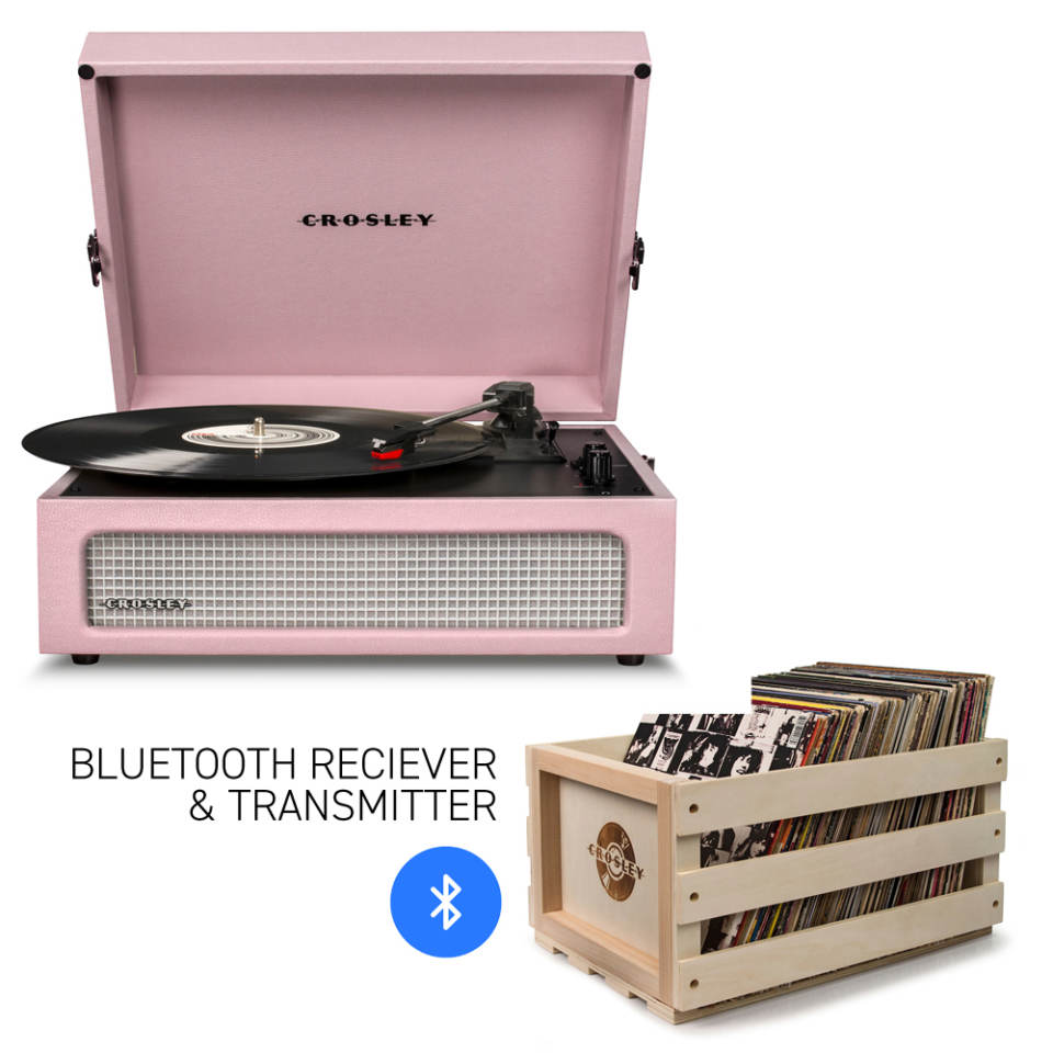 Crosley Voyager - Bluetooth Portable Turntable & Record Storage Crate - Amethyst CR8017BSC-AM4