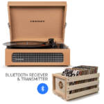 Crosley Voyager - Bluetooth Portable Turntable & Record Storage Crate - Tan CR8017BSC-TA4