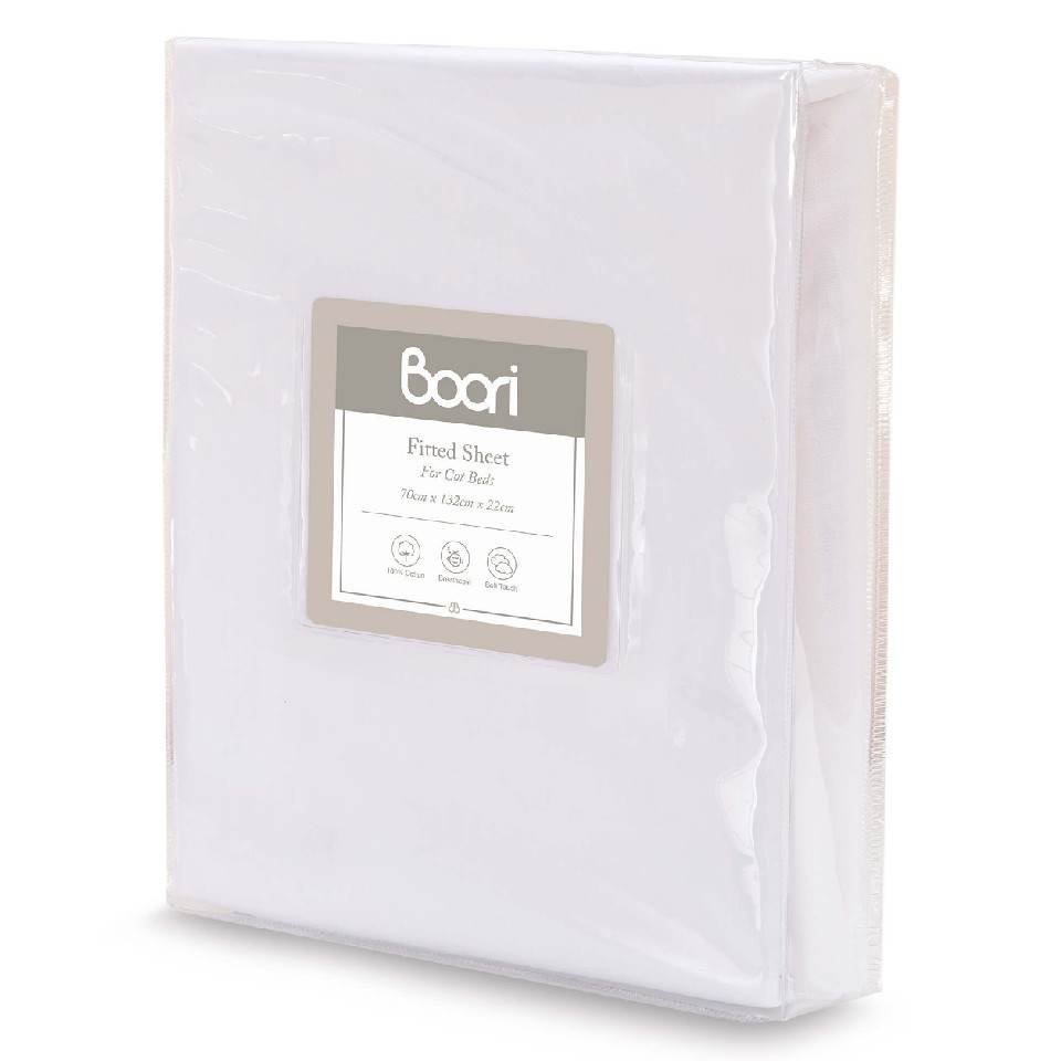 Boori Cot Fitted Sheet – White