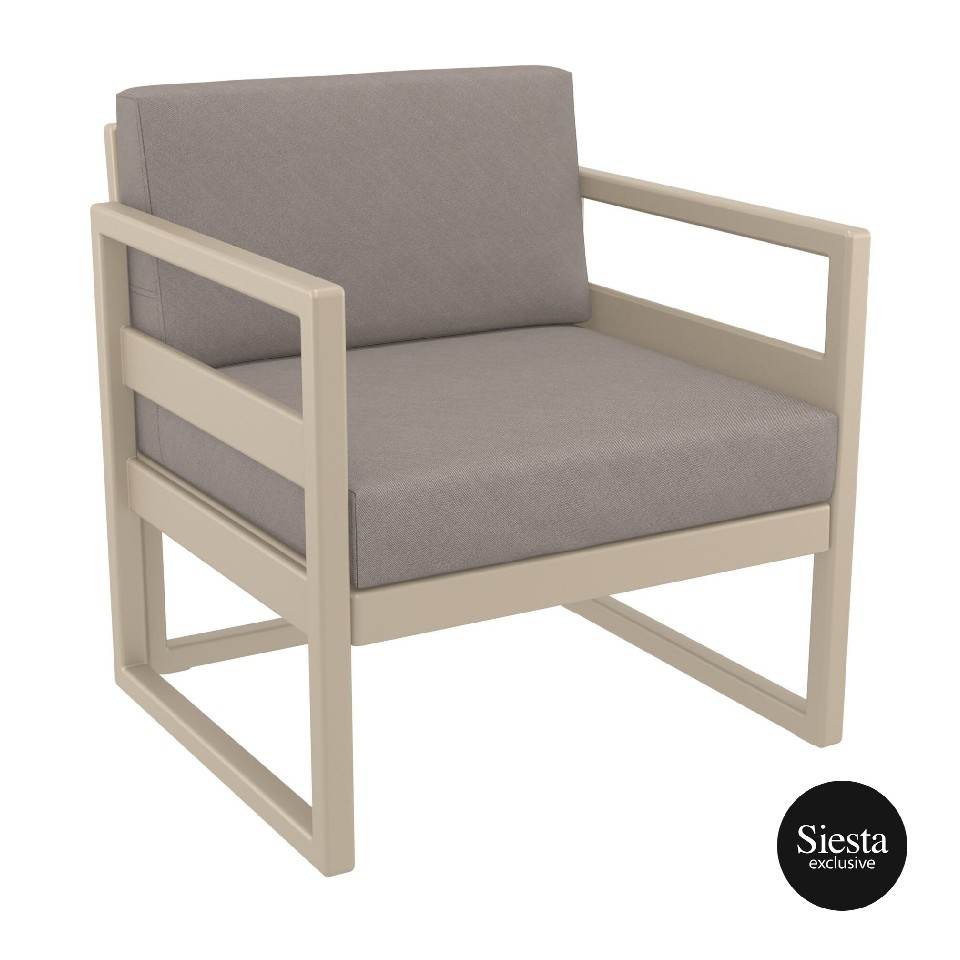 Mykonos Lounge Armchair - Taupe with Dark Grey cushions FL-118-11806-228-158