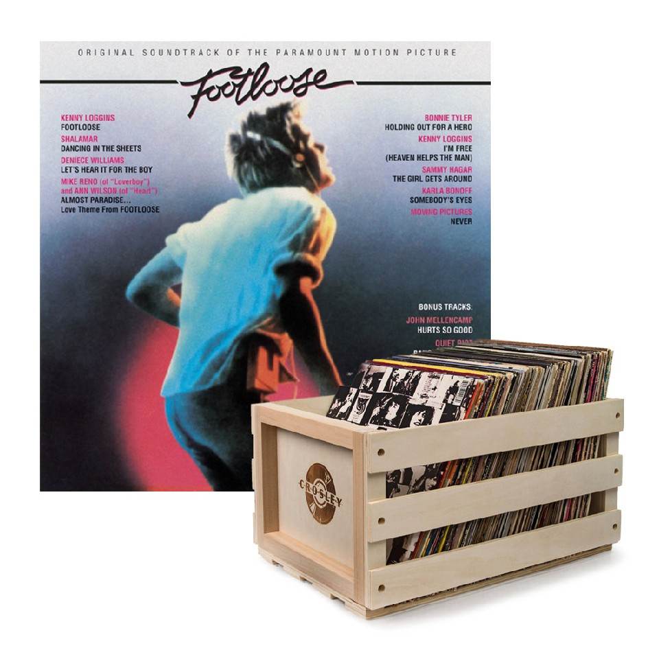 Crosley Record Storage Crate Footloose Vinyl Album Bundle