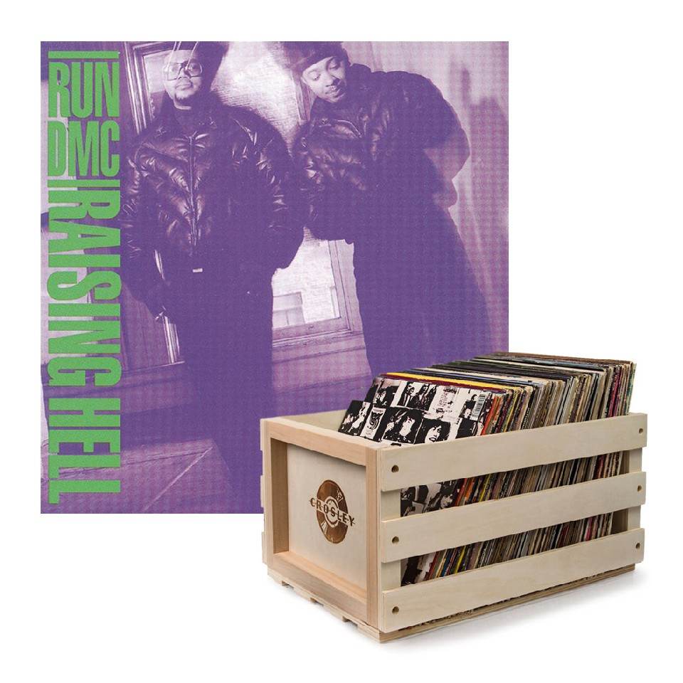 Crosley Record Storage Crate Run DMC Raising Hell Vinyl Album Bundle