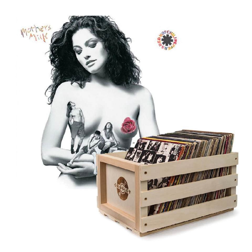Crosley Record Storage Crate & Red Hot Chilli Peppers - Mothers Milk - Vinly Album Bundle