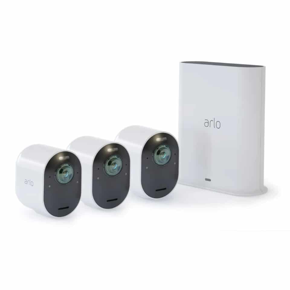 Arlo Ultra 2 4K UHD Wire-Free Security Spotlight Camera System – 3 Cameras & Smart HubVMS5340-200AUSB