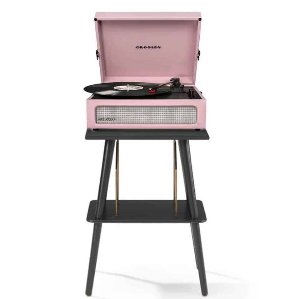 Crosley Voyager Bluetooth Portable Turntable + Entertainment Stand Bundle - Amethyst CRIW8017BST-AM4