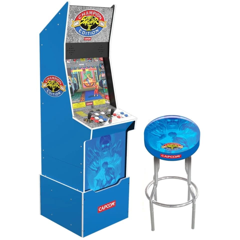 Arcade1Up Street Fighter Big Blue (Wi-Fi) 12-in-1 Games with Light-Up Marquee Arcade Cabinet (Limited Edition) STF-A-01246