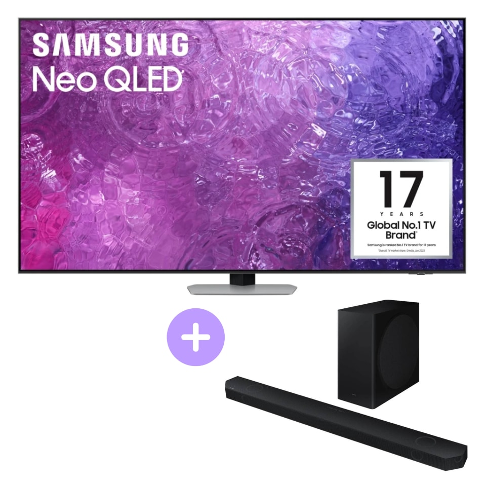 Samsung 85" QN90C Neo QLED Mini LED 4K Smart TV + Samsung Q Series Q800C 5.1.2 Channel Soundbar Bundle