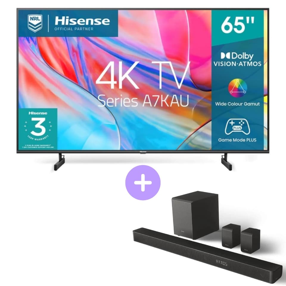 Hisense 65″ A7KAU 4K UHD LED Smart TV [2023] 65A7KAU + Hisense AX5100G 5.1 Channel Dolby Atmos 340W Soundbar w/ Surround Speakers AX5100G Bundle
