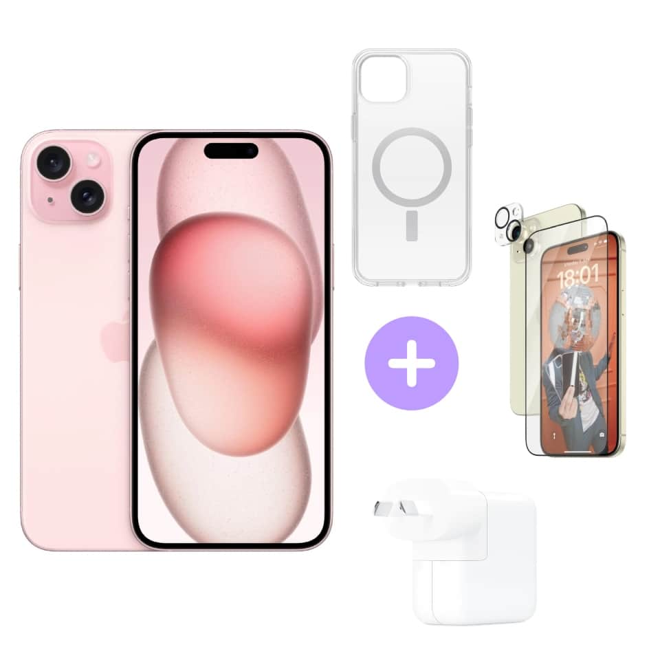 Apple iPhone 15 Plus 128GB (Pink) Essentials Bundle